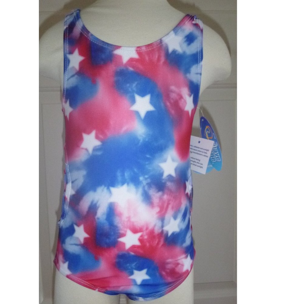 Girls Wave Zone Americana Tie Dye Stars 1 pc Swimsuit Size XS 4/5 Sm 6/6X NWT